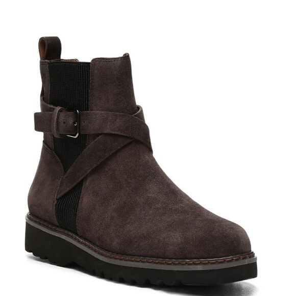 DONALD PLINER CAPTAIN Buckled Lug Sole Bootie, Suede, Dark Brown, Size 12, NWT - Picture 9 of 16